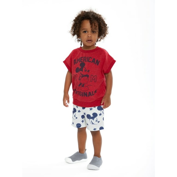 Toddler Boy Disney Mickey Mouse Americana T-shirt & Short Set Sizes 2T & 3T NWT - Picture 2 of 12